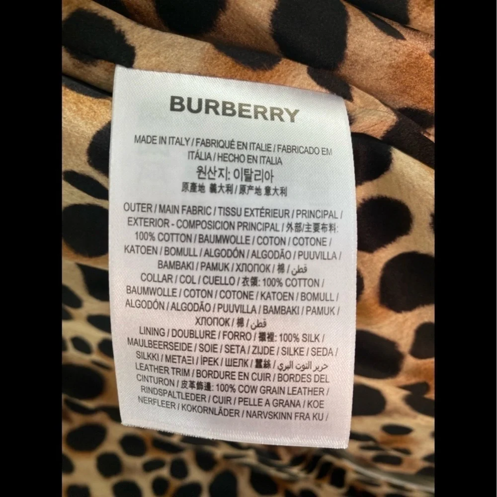 Burberry ANIMAL-PRINT COTTON-TWILL TRENCH COAT IN WHITE,BLACK,BROWN Size - Picture 15 of 16